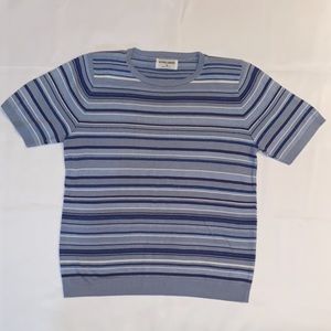 Vintage Alfred Dunner Blue Short Sleeve Striped Acrylic Shirt